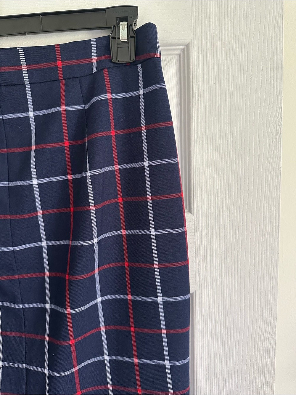 Size 6 Tommy Hilfiger Women’s Navy Red Plaid Pencil Skirt Career Preppy - Picture 4 of 6
